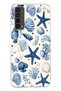 Printed Silicone Case Compatible with Huawei P Smart 2021 Blue Sea Shell and Star Pattern