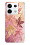 Redmi Note 13 Pro 5g Compatible Pink and Burgundy Tone Leaf Printed Silicone Case