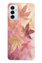 Samsung Galaxy M14 Compatible Pink and Burgundy Tone Leaf Printed Silicone Case