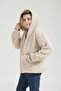 Boy's Plush Thick Textured Welsoft Winter Kangru Pocket Hooded Zipper Sweatshirt Cardigan - 7