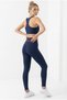 Women's Navy Blue High Waist Gathering Effect No-Show Flexible Sports Casual Leggings - 5