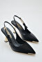 Backless custom-designed heeled elegant women's stiletto with side godet buckle