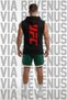 Ufc Printed Hooded Sleeveless Sports T-Shirt and Piped Sports Shorts Set Gym & Fitness Combo