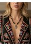 Natural Stone Agate Stone Gold Detailed Authentic Handmade Design Women's Necklace - 2