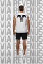 Gym Bulls Printed Black Sleeveless 100% Cotton T-Shirt and Piped Jersey Fabric Sports Shorts Combination Set