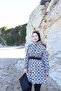 Marin Esinti Patterned Hijab Swimsuit 4-Piece Set with Bonnet and Bag Beachwear - 4