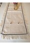 Handcrafted 3D Rose and Antique Embroidered Natural Authentic Natural Linen 50X140 cm Vintage Runner