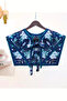 White Floral Patterned Shoulder Shawl with Navy Blue Background |   Midnight Magnolia Style Luxury Scarf Collar