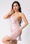 Pink satin nightgown with thin straps lace
