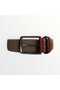 Knitted Patterned Elastic Belt Leather Detailed Black 3.5 cm Brown Compatible with All Pants - 2