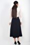 Women's Front Slit Pleated Skirt with Belt at the Waist - 4