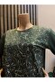Women's Middle-Aged and Older Printed Patterned Glittery Slit Mother Combed Cotton Blouse - 3