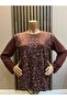 Women's Middle-Aged and Older Printed Patterned Glittery Slit Mother Combed Cotton Blouse