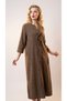 Women's Italian Chenille Velvet Bohemian Dress - Khaki Green - 2