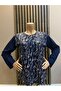 Women's Middle-Aged and Older Printed Patterned Glittery Slit Mother Combed Cotton Blouse