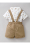 92 (18-24M) 2PCS Infant Boy Clothes Set Tiger Print Short Sleeve with Bow+Strap Shorts Casual Party - 6