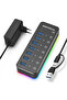 محول قابس أوروبي، موزع RSHTECH RGB USB 3.0 مزود بـ 7 منافذ لنقل البيانات بسرعة 5 جيجابت في الثانية و14 وضع إضاءة - 7