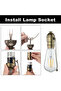 Qinggu Bronze E26 E27 retro lamp holder, lamp holder, metal chain industrial lamp holder, 110V, 220V - 4