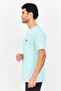 Men Crew Neck Short Sleeve Embroidered Logo T-Shirt, Turquoise - 2