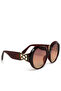Women Brown Metallic Accent Round Sunglasses - 2