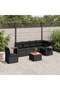 7 Piece Garden Sofa Set with Cushions Black Poly Rattan