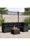 6 Piece Garden Sofa Set with Cushions Black Poly Rattan