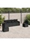 6 Piece Garden Sofa Set with Cushions Black Poly Rattan