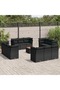 13 Piece Garden Sofa Set with Cushions Black Poly Rattan