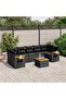 8 Piece Garden Sofa Set with Cushions Black Poly Rattan