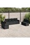 8 Piece Garden Sofa Set with Cushions Black Poly Rattan
