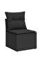 8 Piece Garden Sofa Set with Cushions Black Poly Rattan Acacia - 4