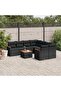 9 Piece Garden Sofa Set with Cushions Black Poly Rattan