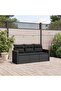 3 Piece Garden Sofa Set with Cushions Black Poly Rattan