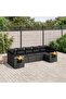 7 Piece Garden Sofa Set with Cushions Black Poly Rattan