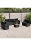 9 Piece Garden Sofa Set with Cushions Black Poly Rattan