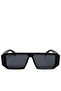 Women Flat Bridge Rectangular Sunglasses in Black - 4