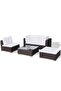 5 Piece Garden Lounge Set with Cushions Poly Rattan Brown - 4