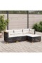 4 Piece Garden Sofa Set with Cushions Black Poly Rattan