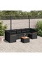8 Piece Garden Sofa Set with Cushions Black Poly Rattan