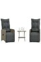 Reclining Garden Chairs 2 pcs with Table Grey Poly Rattan