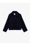 Long Sleeve Pocket Snap Button Shirt Collar Boucle Fabric Crop Coat - 3
