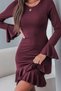 Women's Janjan Crepe Mini Dress Long Sleeve Round Neck Flounce Ruffle - 3