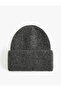 Soft Textured Fold Detailed Basic Knitwear Knitted Beanie