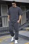 Men's Combed Cotton Suit Crew Neck Loose Comfortable Elastic Waist Wide Fit Casual Tracksuit Set - 2