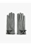 Ribbon Detailed Faux Fur Gloves - 2