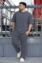 Men's Combed Cotton Suit Crew Neck Loose Comfortable Elastic Waist Wide Fit Casual Tracksuit Set