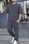 Men's Combed Cotton Suit Crew Neck Loose Comfortable Elastic Waist Wide Fit Casual Tracksuit Set - 3
