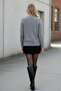 Women's Grey Crew Neck Long Sleeve Soft Textured Knit Sweater - Women's Sweater - 6