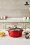 Crispella 22 cm Enamel Frying Pan with Glass Lid - Red