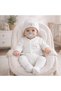 Newborn Baby Corded Fabric Jumpsuit & Hat Set with Cat Figure – 100% Cotton - 3
